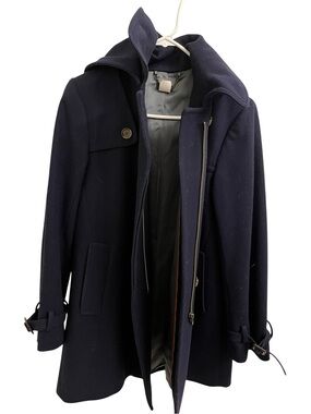 J. Crew Navy Wool Pea Coat with Zip and Button Front